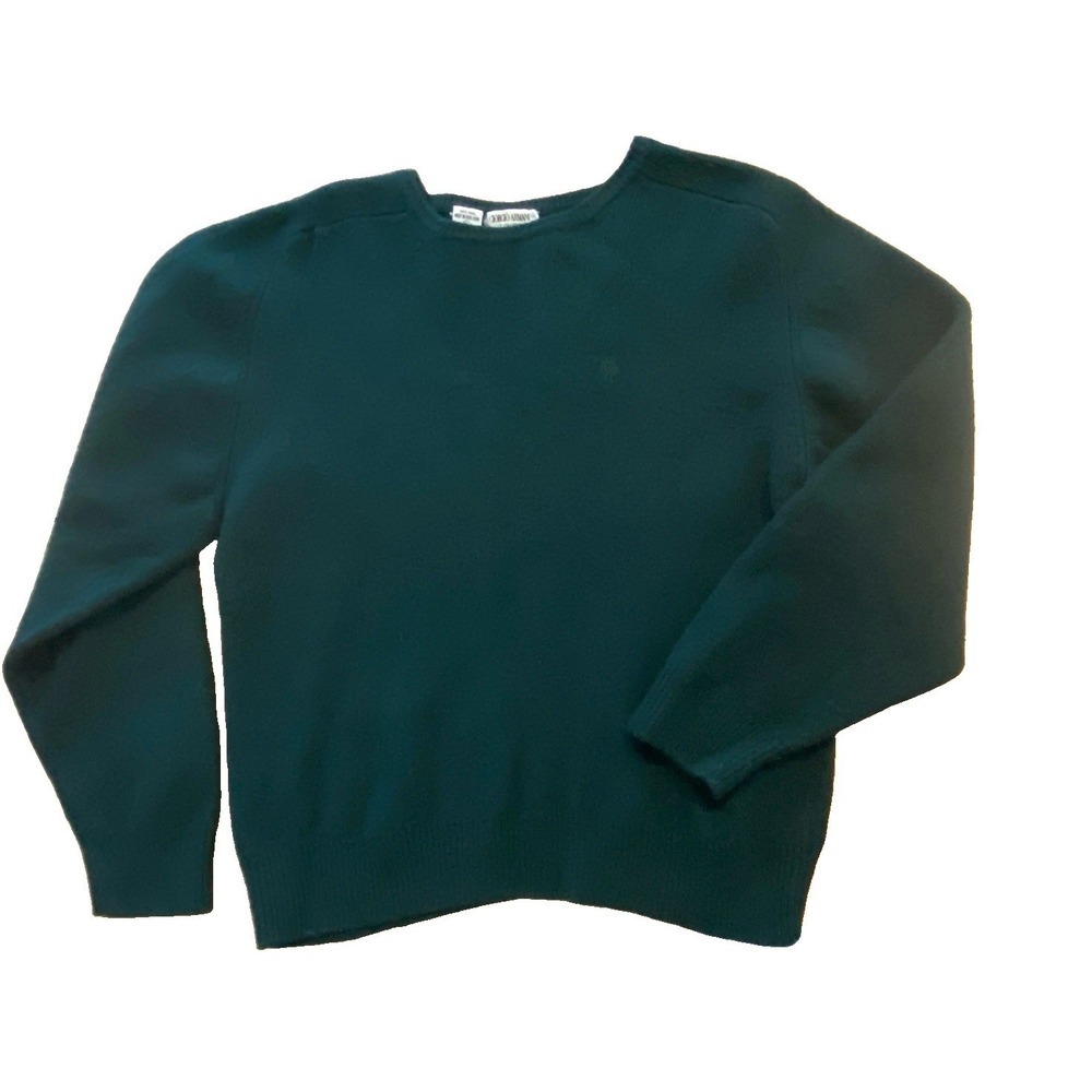 Vintage 80's Georgio‎ Armani Le Collezioni Wool Sweater XL Dark Green Hong Kong